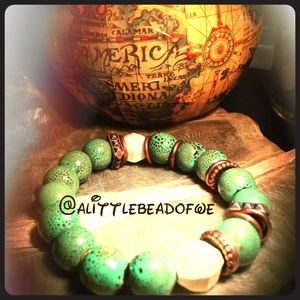 Ceramic Earthtone Beaded Bracelet with charms